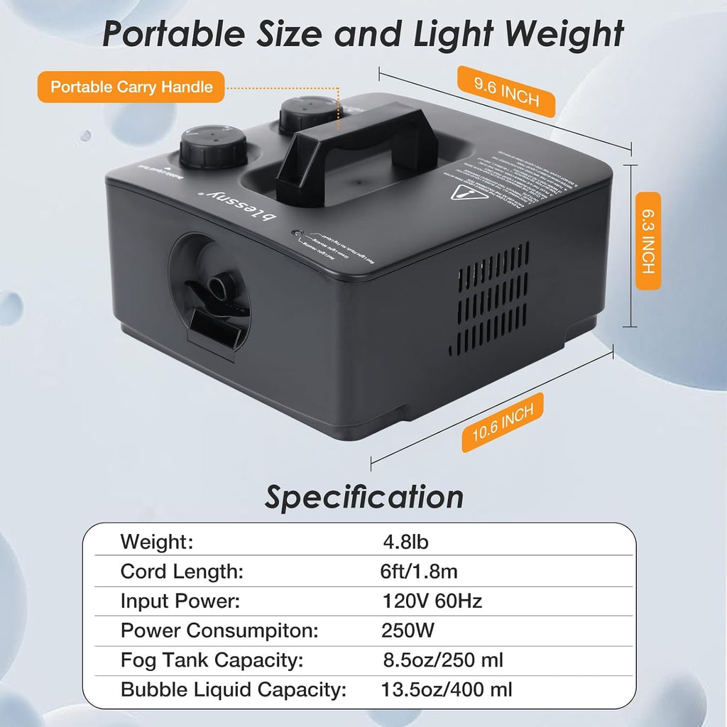 blessny 2 in 1 Fog Bubble Machine for Stage Party Halloween