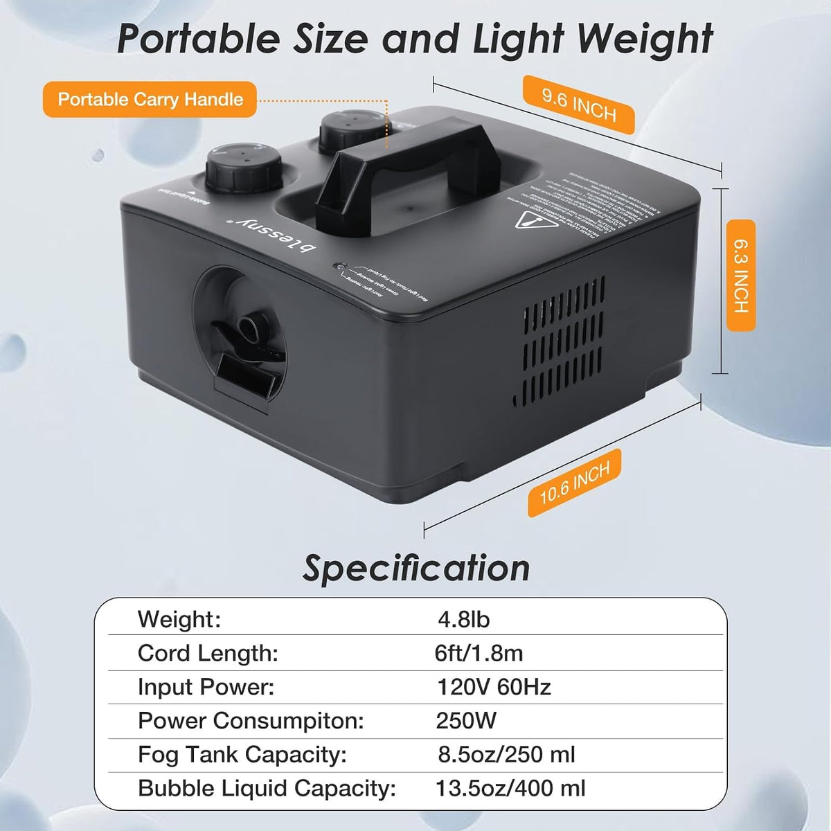 blessny 2 in 1 Fog Bubble Machine for Stage Party Halloween