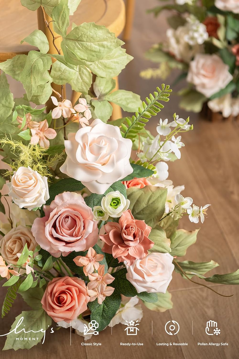 Ling's moment 17.5" Tall Standing Artificial Flowers Arrangements 4p...