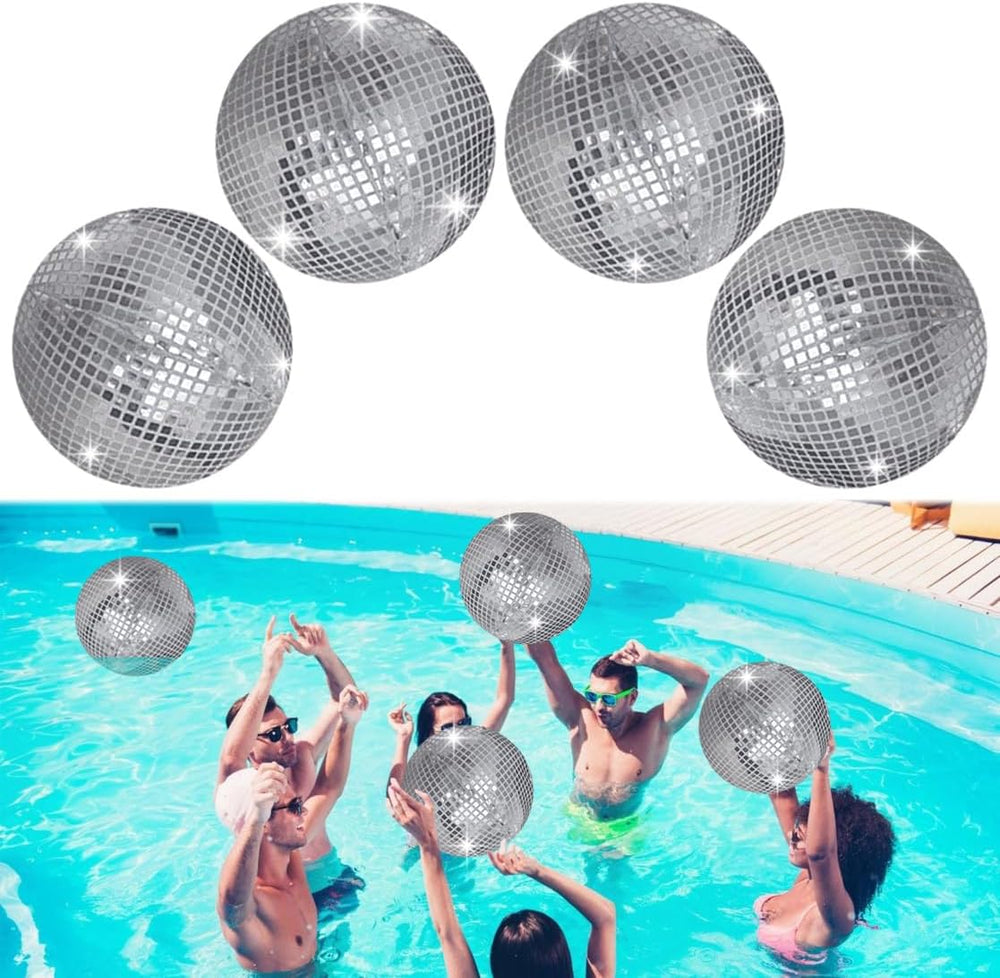 4 Pieces 12 Inch Inflatable Disco Ball ，Inflatable Ball with Disco Ball Cover...