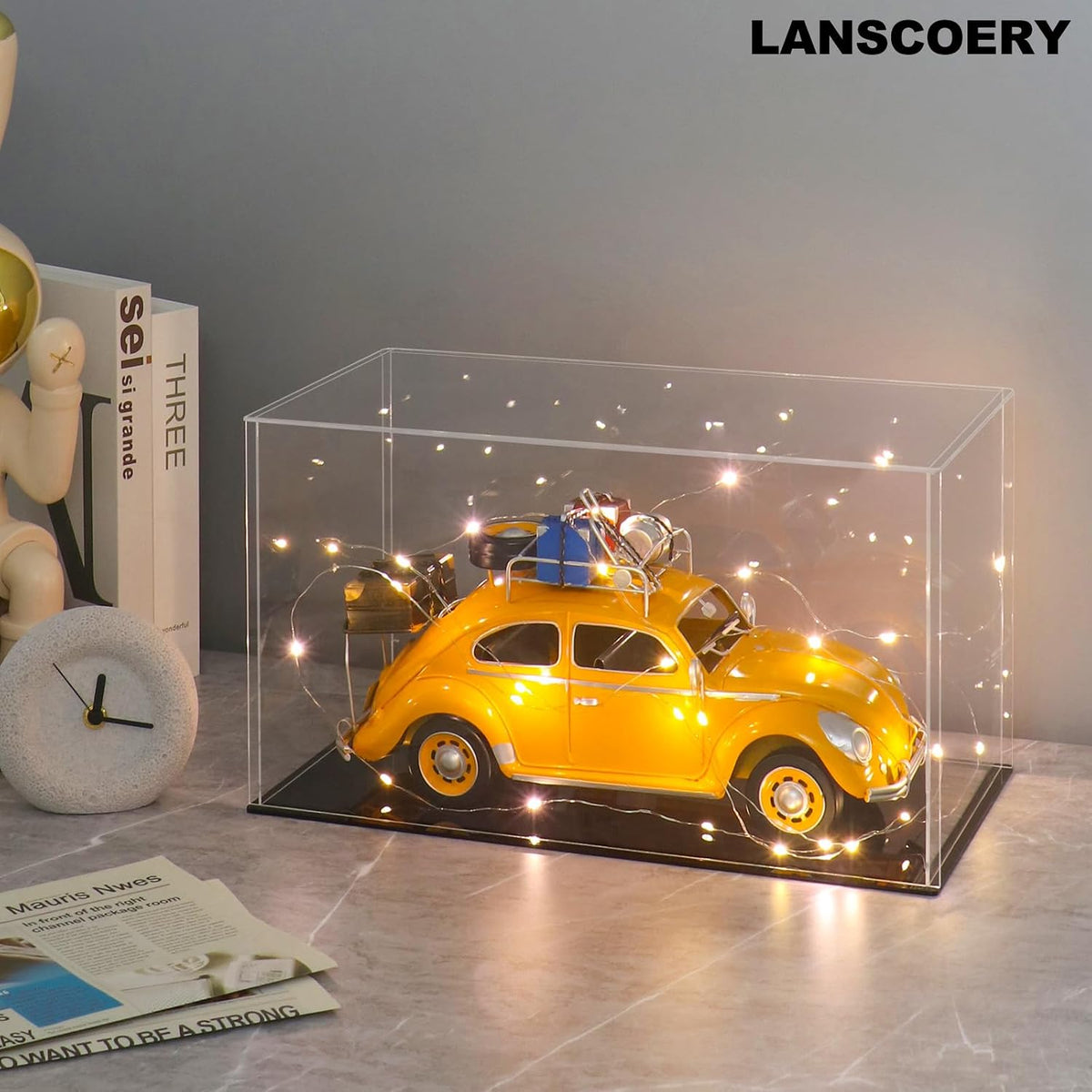 LANSCOERY Acrylic Display Case for Vehicle Models, 9.8x5.9x7.9 in
