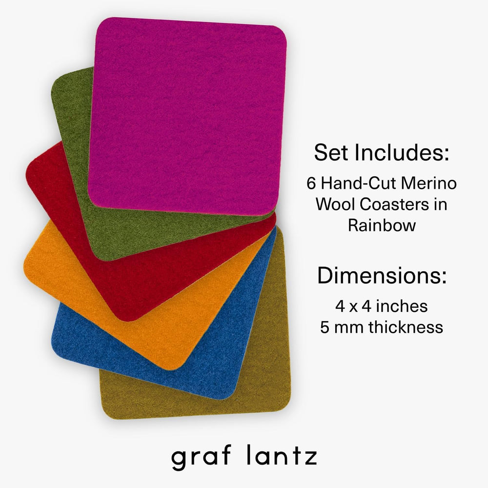 Graf Lantz - Bierfilzl Merino Wool Square Coasters Set of 6 - Rainbow (4&quot...