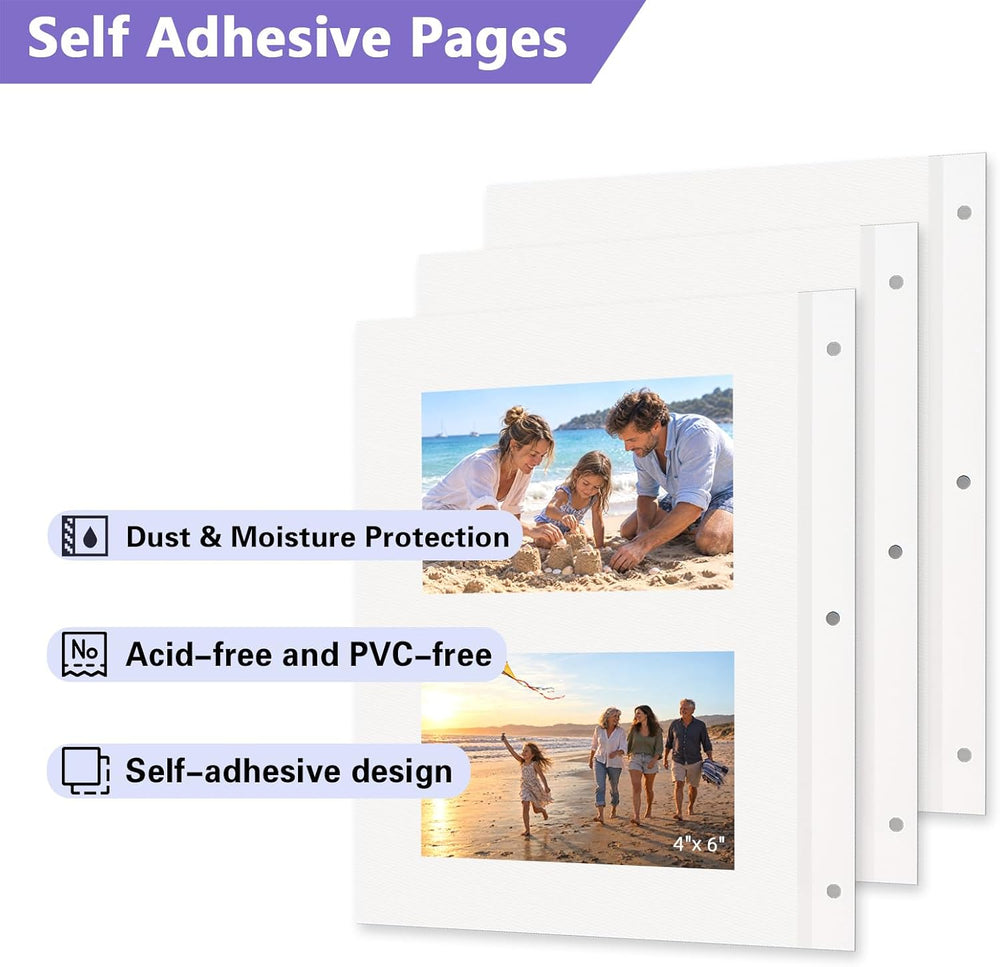 9x11 Self-Adhesive Photo Album Refill Pages, 3-Ring, 200 Pages