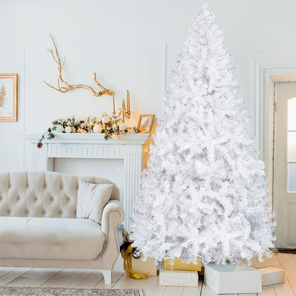 karl home 8 ft white artificial christmas tree shown in use