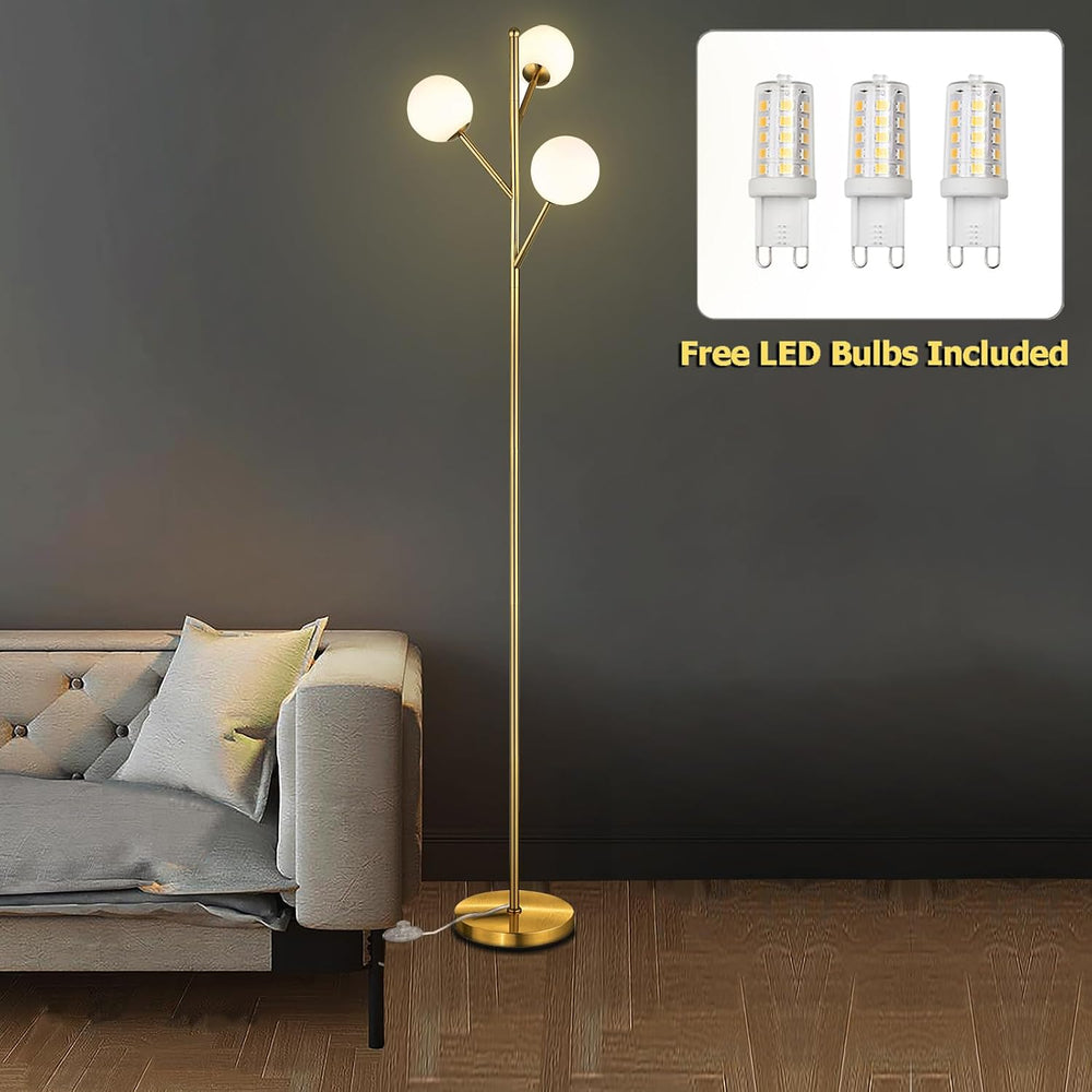 Ldeco Globe Mid Century Tree Floor Lamp with 3 Light Bulbs,70in Tall Standing...