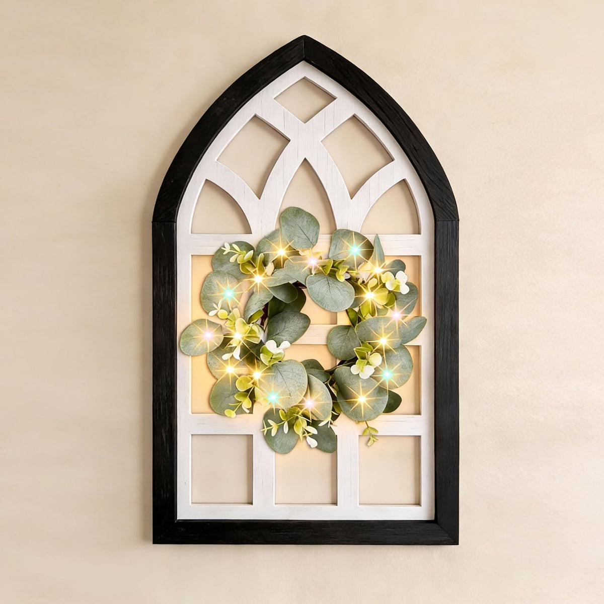 Foutcheou Arched Window Frame Wall Decor 23"X13" Black