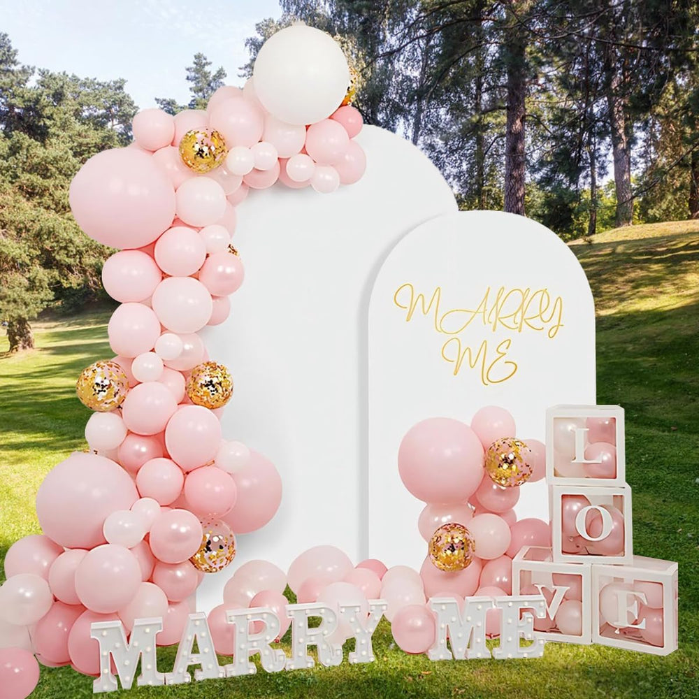 Metal Arch Backdrop Stand Set of 2 With White Cover (7.2FT+6FT)