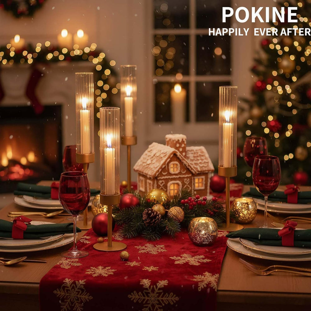 POKINE Gold Candle Holders Set of 6 for Taper Candle Holders