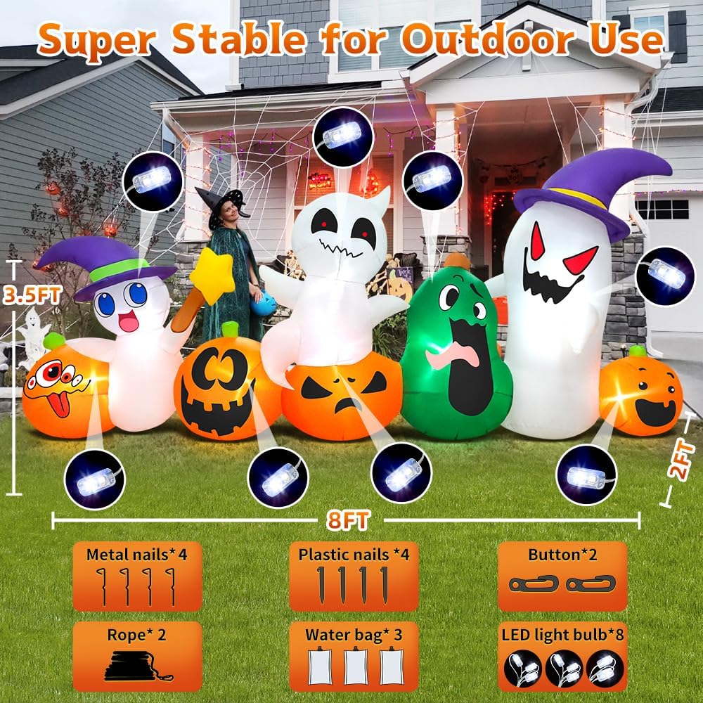8 ft halloween inflatables blow up outdoor decoration showing dimensions