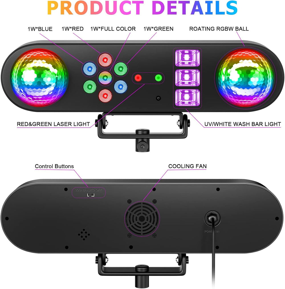 DJ Lights with Stand,5 in 1 Dj Lights for Parties Disco Ball Stage Party Ligh...