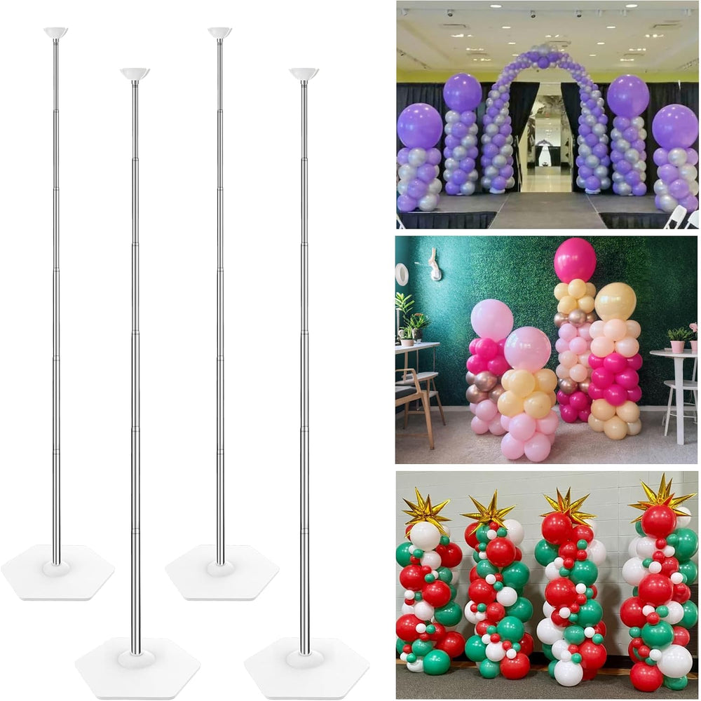 YALLOVE 4-Pack Adjustable Metal Balloon Column Stands with Ground Stakes