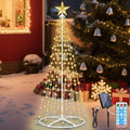 Outdoor Solar Christmas Tree Lights, 4FT Lighted Artificial Cone Tree