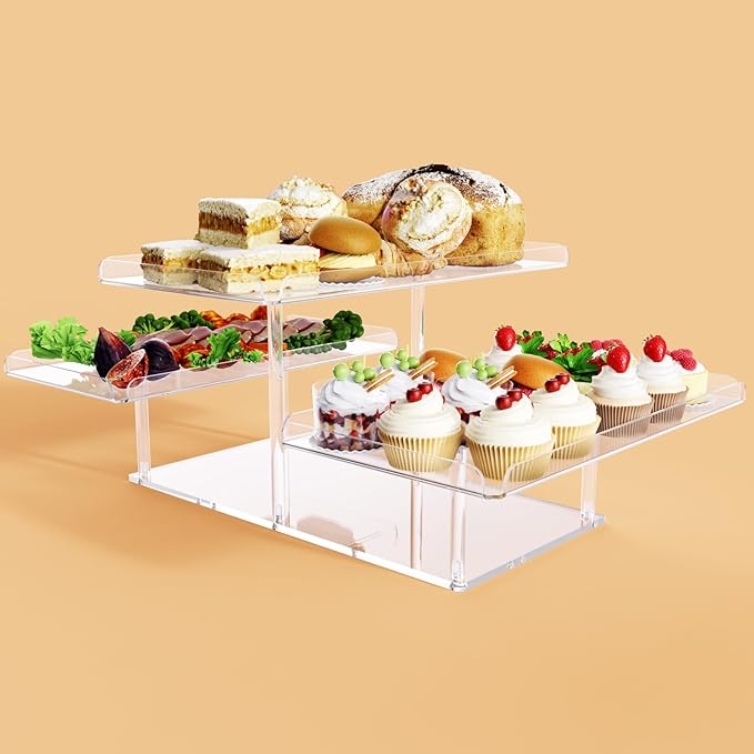 Upgraded Dessert Table Display Set, Acrylic Cupcake Buffet Dessert Risers Stands, Tier Serving Trays Holder for Weddings Baby Shower Tea Party (3 Pack)