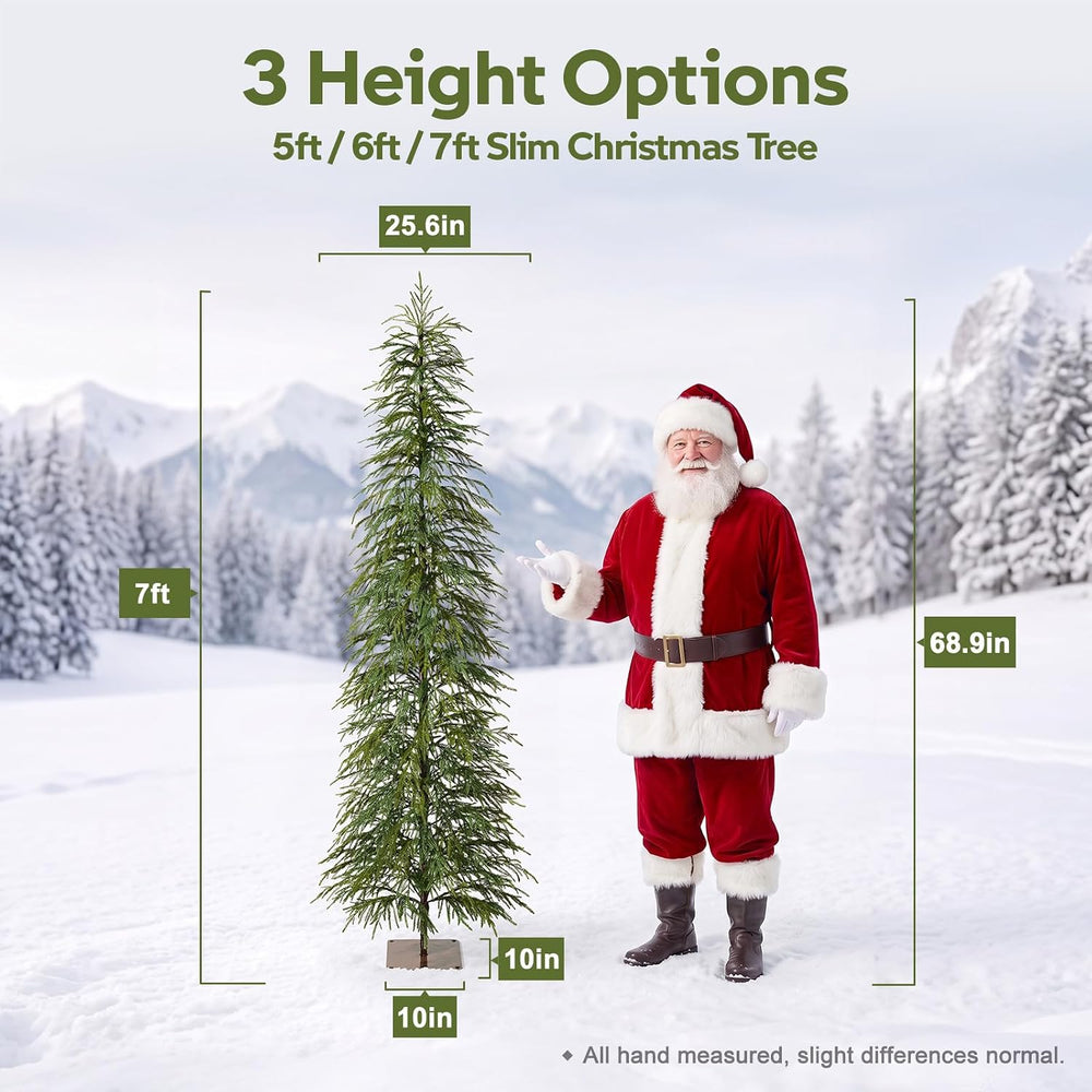 VeriNatural Unlit Christmas Tree 7ft, Skinny Slim Pencil Xmas Tree