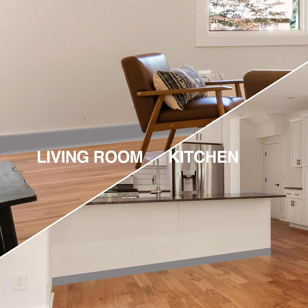 Grey Wall Molding Trim 4 Inch x 40 Feet, Wall Baseboard Molding Trim Flexible...