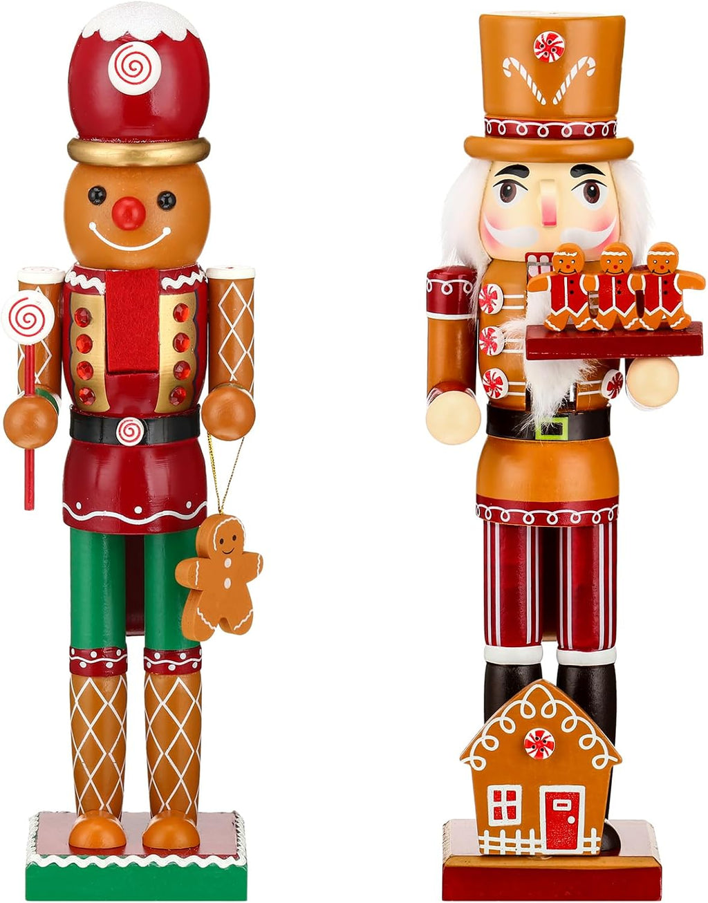 Soaoo 2 Pcs Christmas Nutcracker Ornament 14'' Wooden Nutcracker Figures
