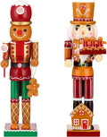 Soaoo 2 Pcs Christmas Nutcracker Ornament 14'' Wooden Nutcracker Figures