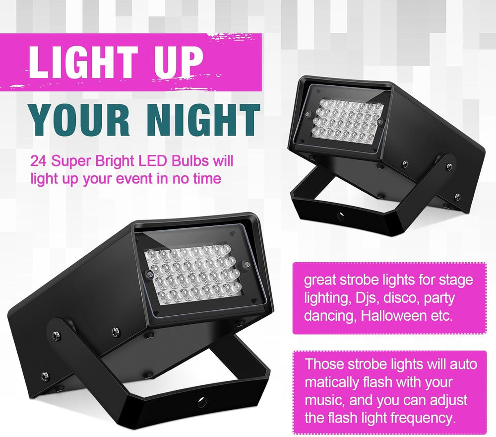 Treela 4 Pack Strobe Party Light Small Bright LED Outdoor, Purple, 32 LED