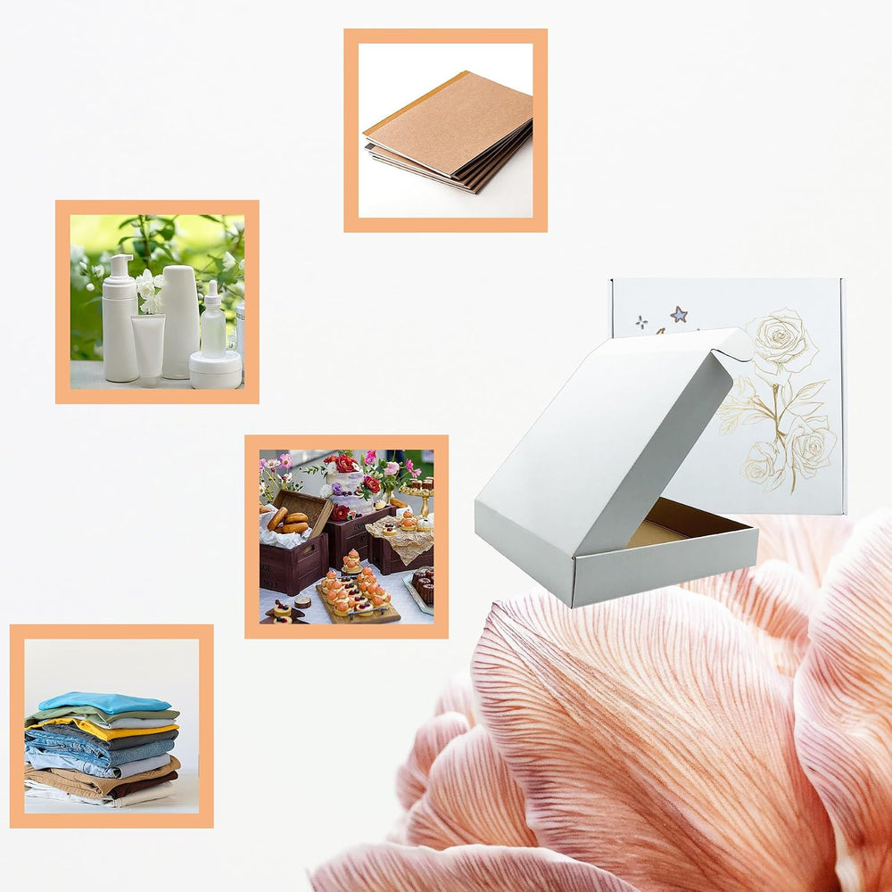 11x11x2 Inch Shipping Boxes Set of 25,White Corrugated Cardboard Mailers