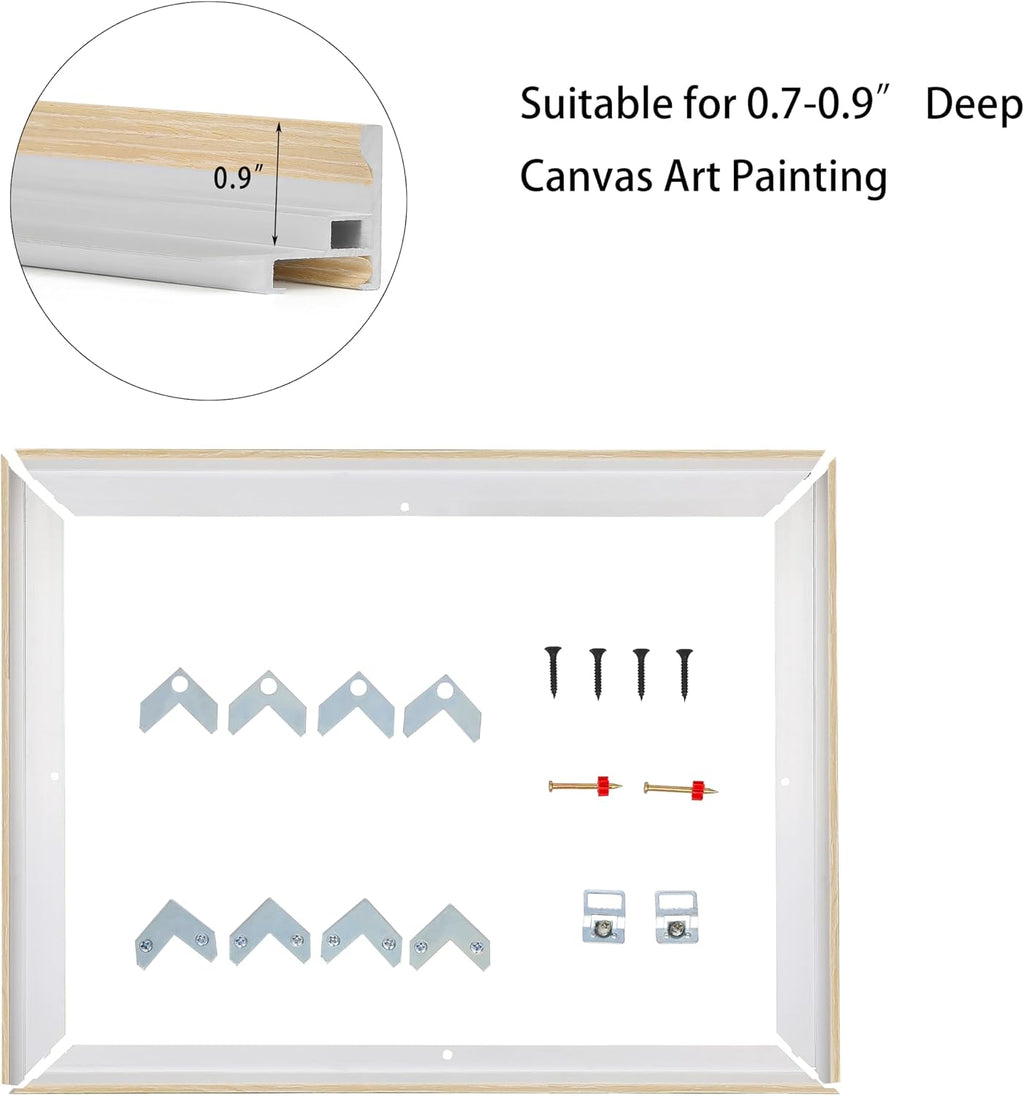 canfravas 20x20 canvas frame, floating frame 0.9"deep(20x20,natural), close-up detail