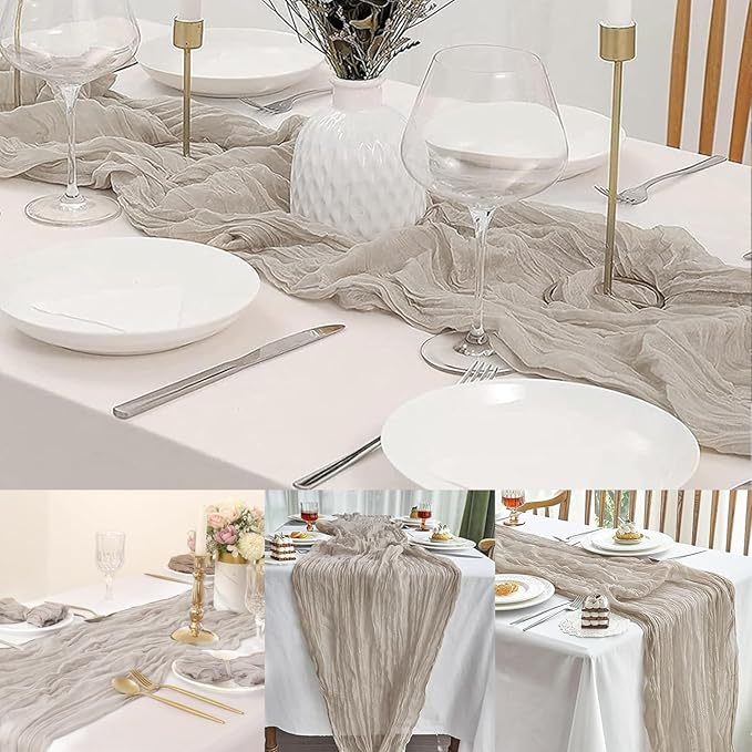 20 Pack Rose Brown Cheesecloth Table Runner 10FT Rustic Gauze Fabric Cheese Cloth Table Runner for Wedding Bridal Baby Shower Table Decor Boho Sheer Birthday Party Table Decorations 20 x 120 Inch Long