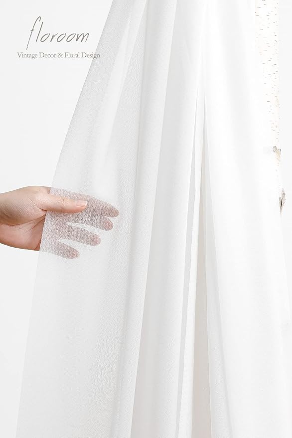 Floroom Wedding Arch Draping Fabric 2 Panels 20Ft White Chiffon Fabric Drapes Arbor Drapery Wedding Ceremony Reception Swag Decorations