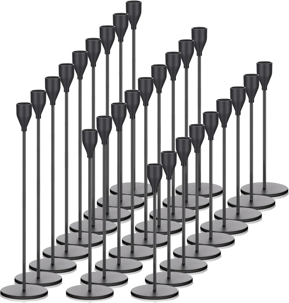27 Pack Candles Holders, 9 Sets Metal Taper Candlestick Holders,Black