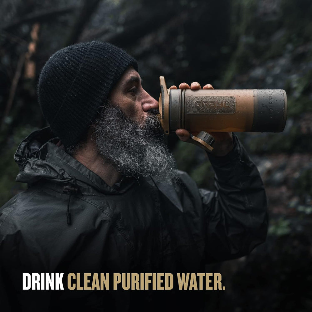 GRAYL GeoPress 24 oz Water Purifier & Water Filter Bottle, Coyote Brown