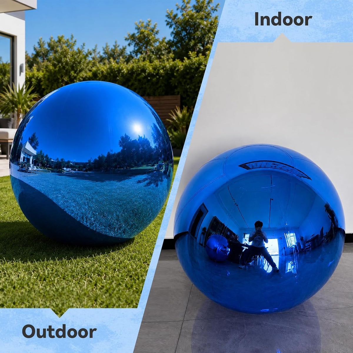 blue inflatable mirror ball shiny balls pool party, view 9