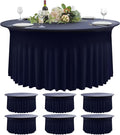 6 Pack Navy Blue Round Spandex Tablecloth 60 Inch, Wrinkle Free Stretch 120 Inch Fitted 5ft Navy Table Cloths Round Table Covers with Ruffle Skirt for Graduation Party Wedding Banquet
