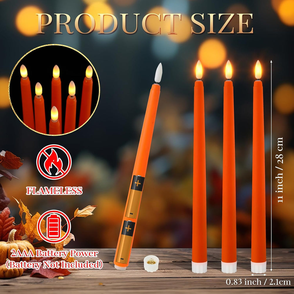 Macarrie 24 Packs Flameless Taper Candles Battery LED 11",Orange