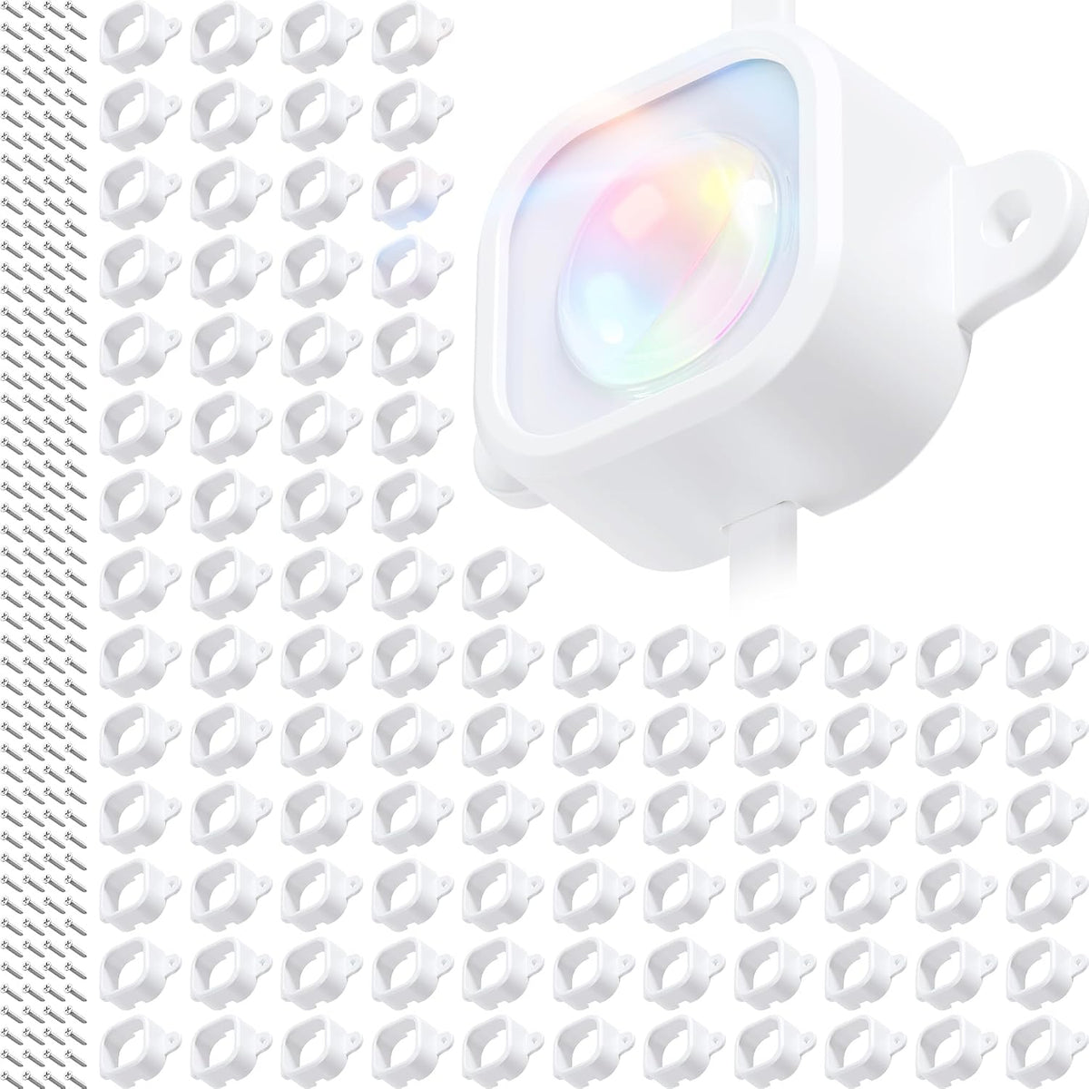 100Pcs Light Clips for Govee H706, Mounting Brackets Compatible with Govee Pro Permanent Outdoor Lights Extension, 200pcs Screws Secure Installation
