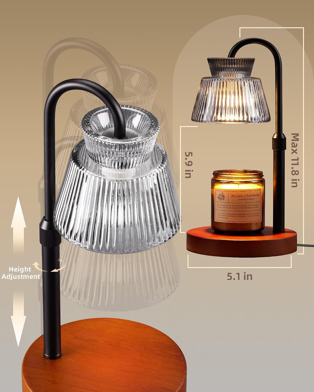Candle Warmer Lamp with Timer &Dimmable Wax Melt Warmer for Scented Jar C...
