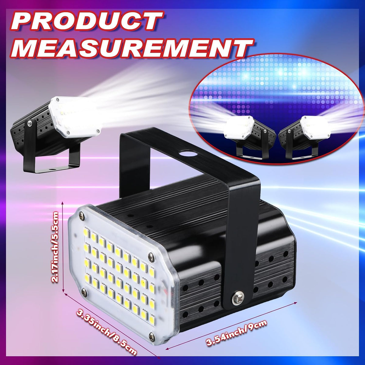 VIHOSE 6 Pack White LED Halloween Strobe Light Mini Strobe Lamp Sound Activated and Flash Speed Control Party Light 36 LED DJ Disco Light for Party Stage Club KTV Karaoke Bar Halloween Decoration