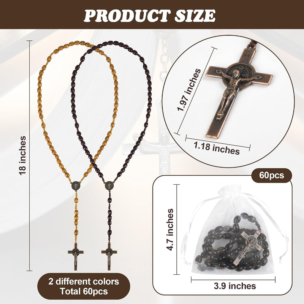 60 set wooden rosary beads bulk wood rosaries shown in use