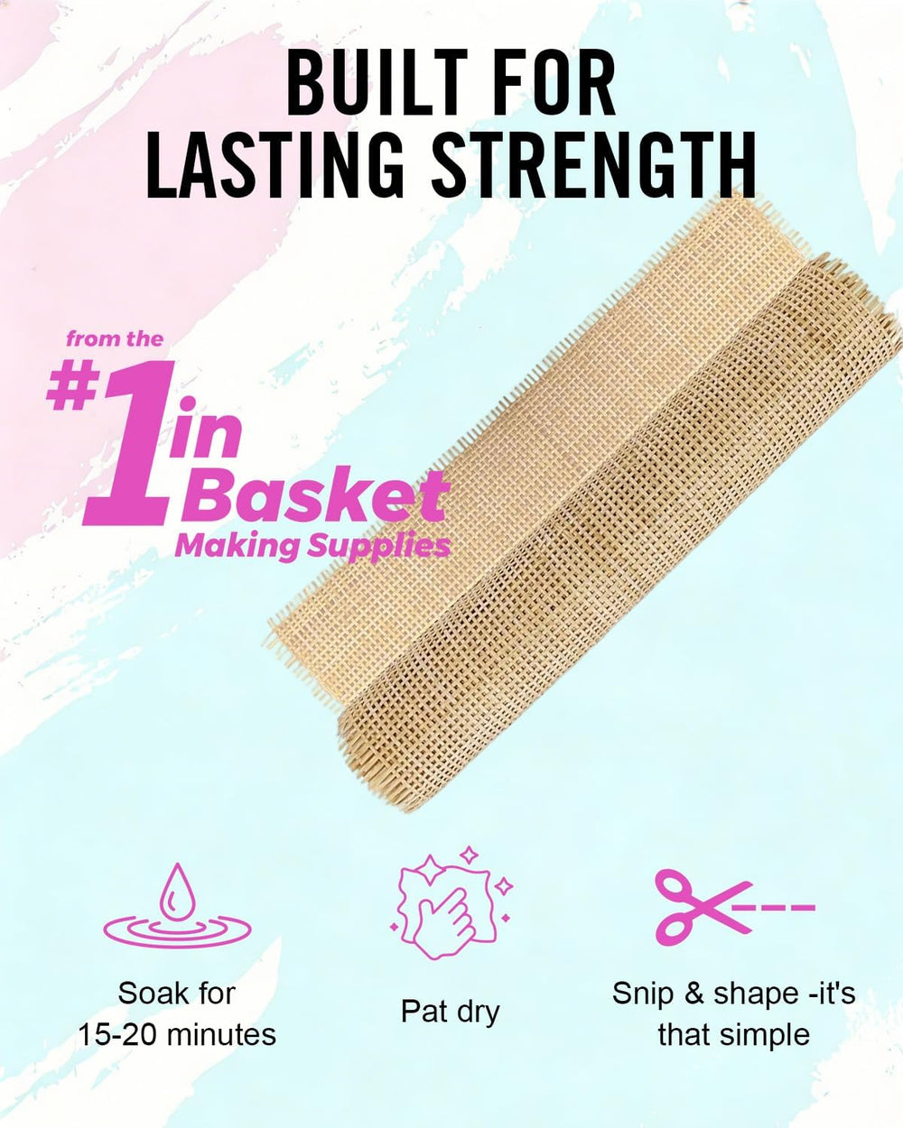 Glasaort 24" x 119" Natural Rattan Cane Webbing Roll, Natural Cane ...