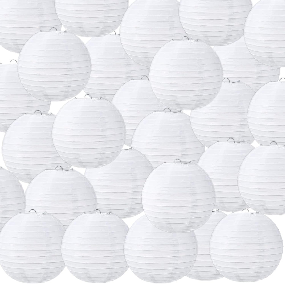 Treela 48pack White Chinese Paper Lanterns for Wedding Party Decor, 8"
