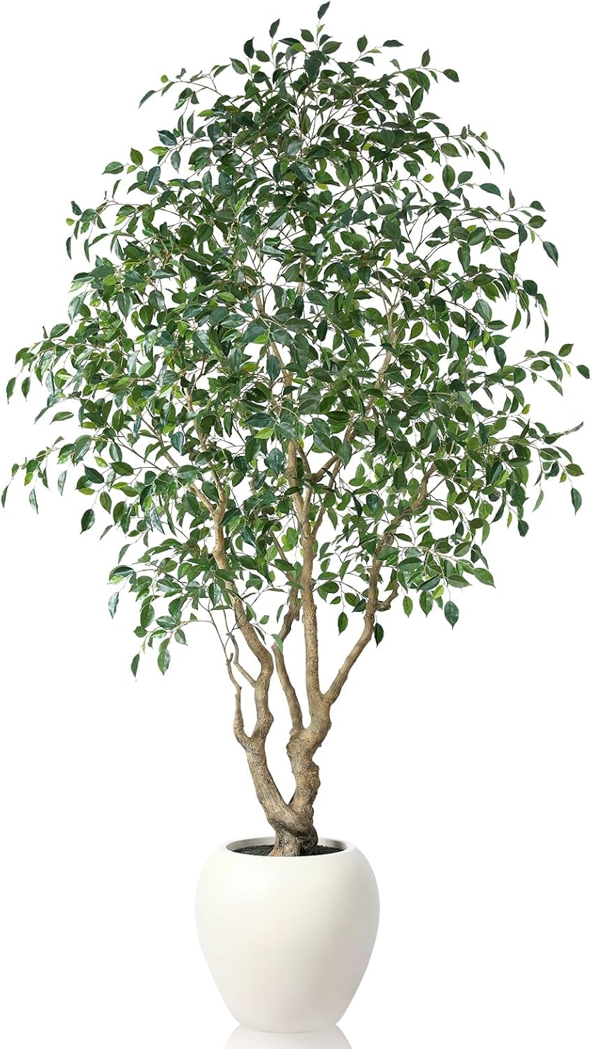 SOGUYI 8 Feet Ficus Tree Artificial Indoor with Round Artisan Planter