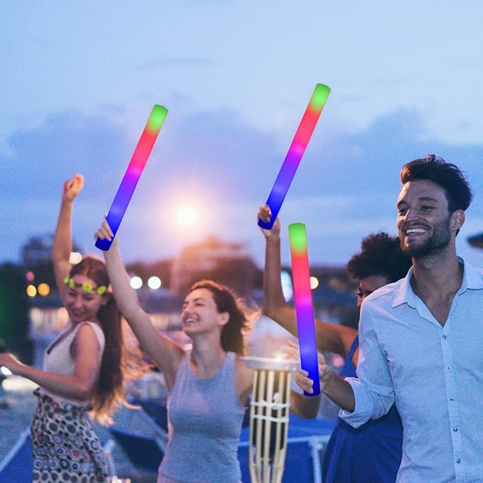 LifBetter Light Up Glow Sticks Bulk, LED Foam Sticks 112 pcs Glow in The Dark with 3 Modes Flashing Led Foam Multicolor Batons Light up Party Favors for Birthdays, Weddings, Concerts, Festivals (118 pcs)