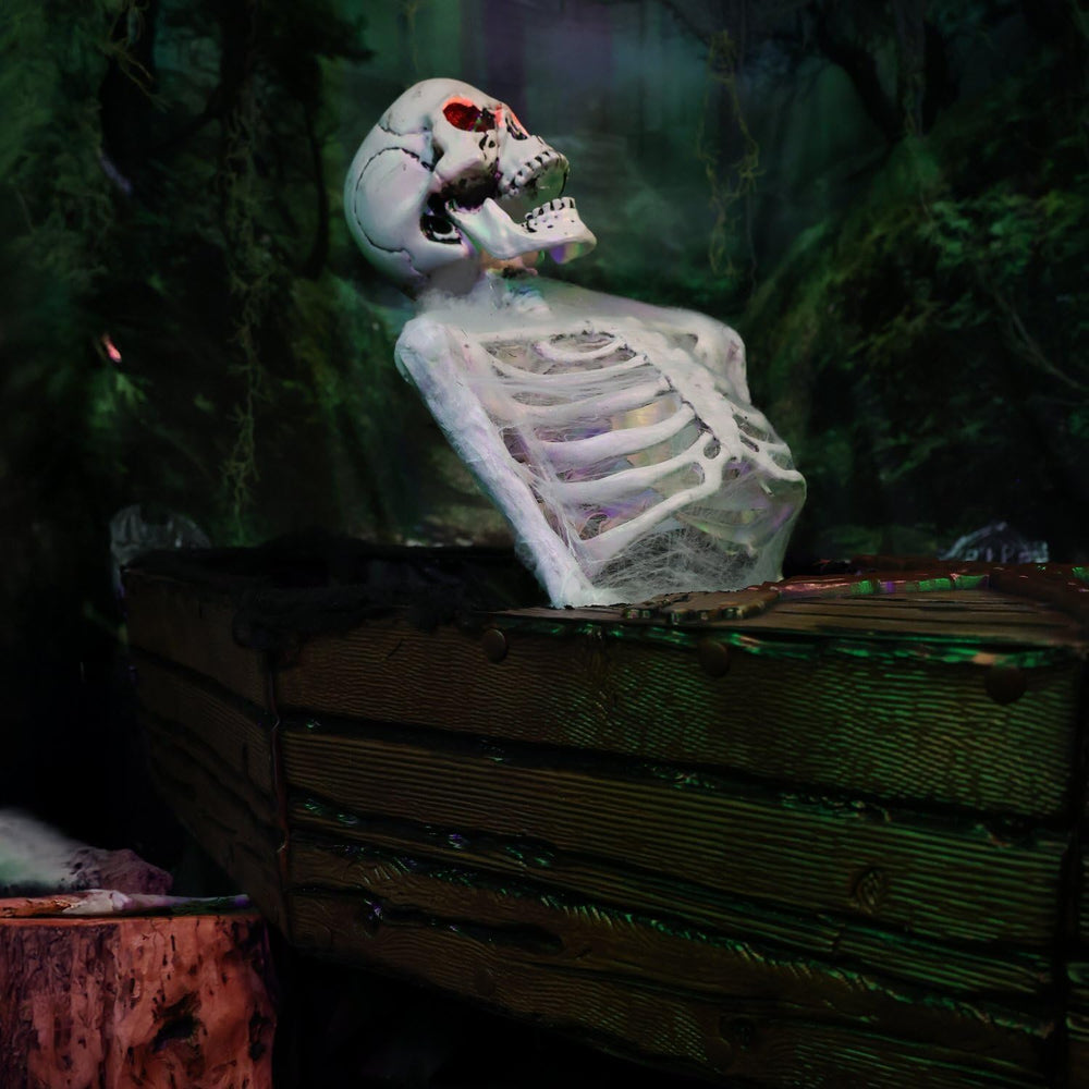 Haunted Hill Farm 5.2-Ft. Reaper in Coffin Halloween Animatronic