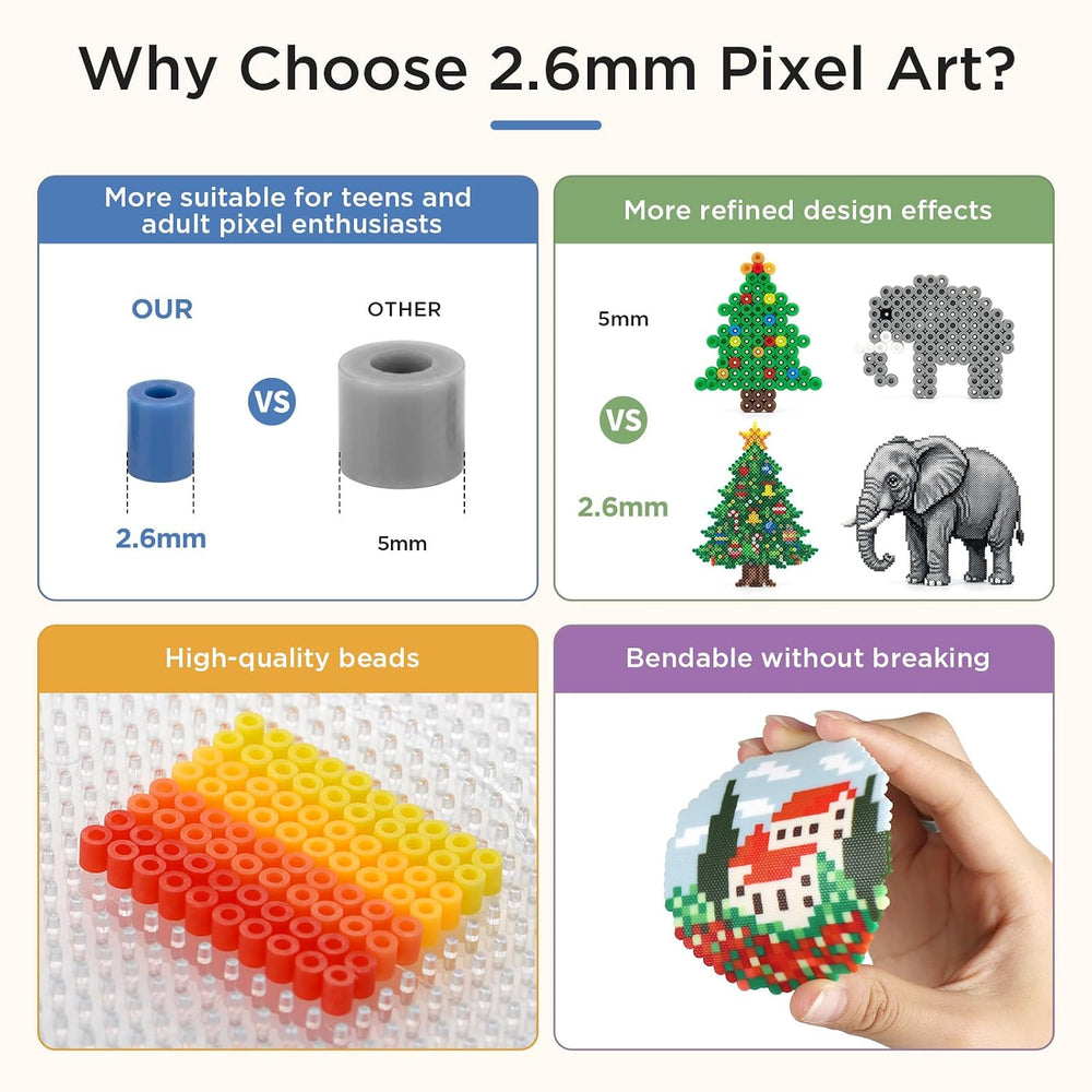 Zefy 48,000 Pcs Mini Fuse Beads Kit, 92 Colors 2.6mm Melty Beads