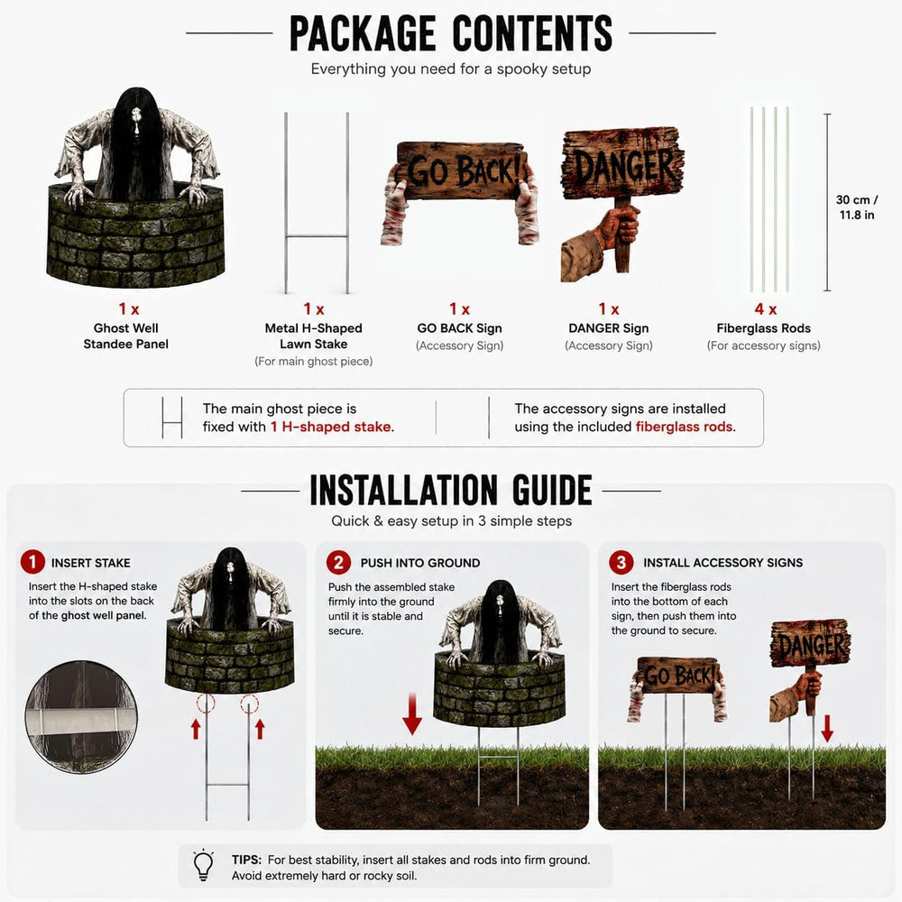 3-Piece Halloween Decorations Outdoor, Zombie Graveyard Headstone Set