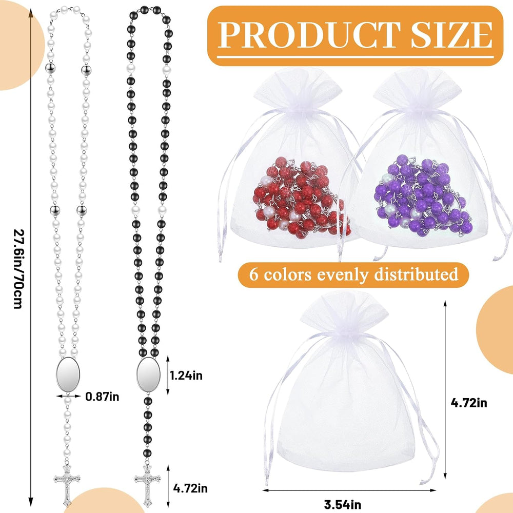 Taiyin 24 Set Sublimation Blanks Rosary Beads Necklace, Mixed Colors