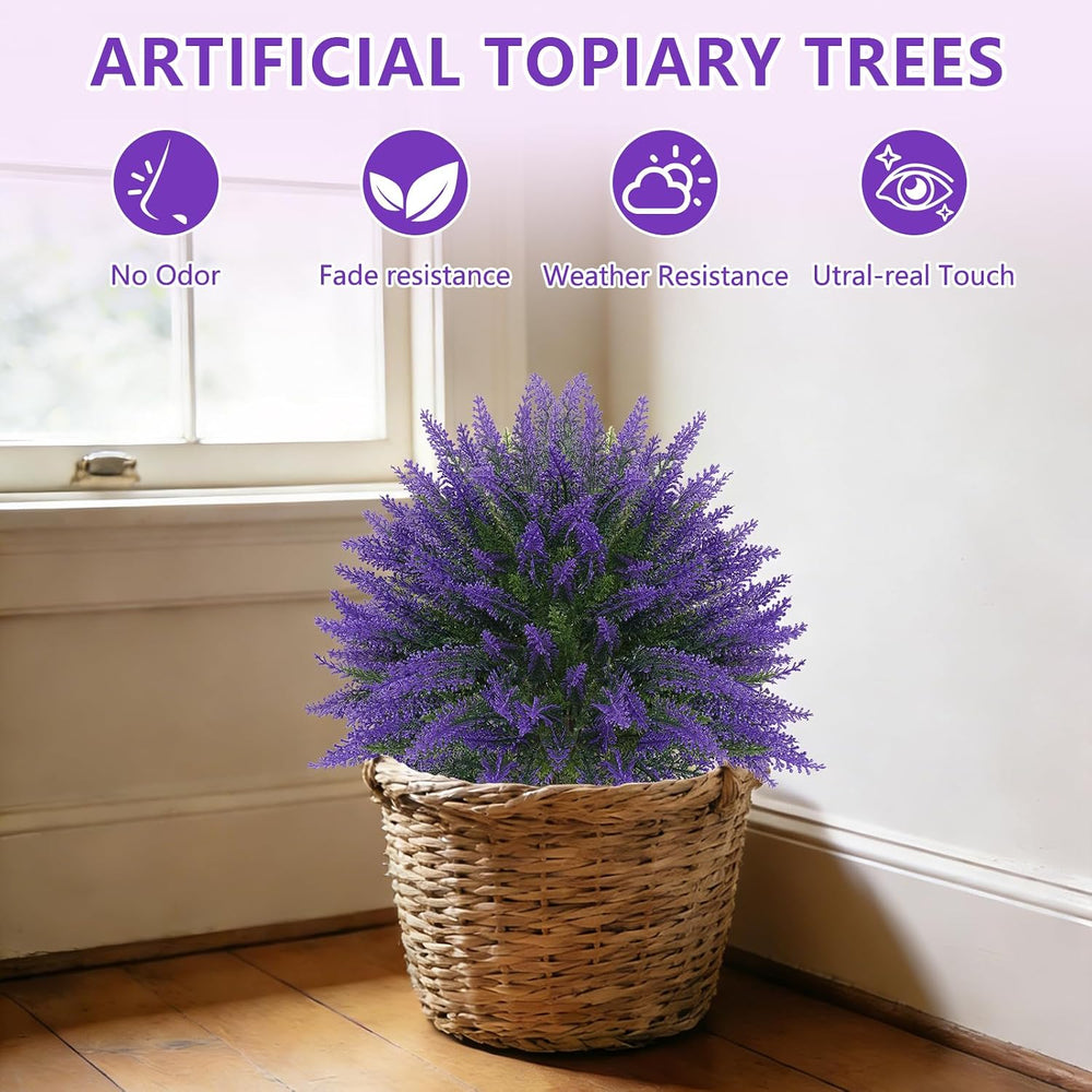 Artificial 2 Pack Lavender UV Resistant Topiary Ball for Outdoor