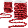 Giegxin 2 Pcs Christmas Red Wood Bead Garland 66 Feet in Total Farmhouse