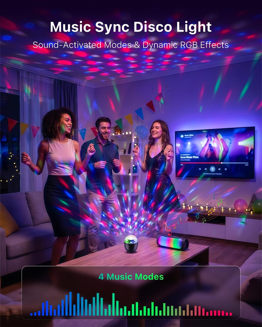 2 Pack Cupcake RGB Disco Ball Lights for Party & Ambient Night Light