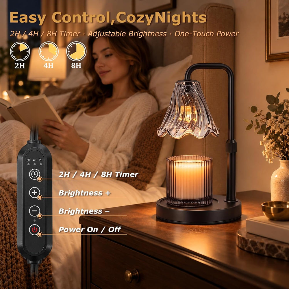 Candle Warmer Lamp with Timer Dimmer, Height Adjustable with 2 Bulbs