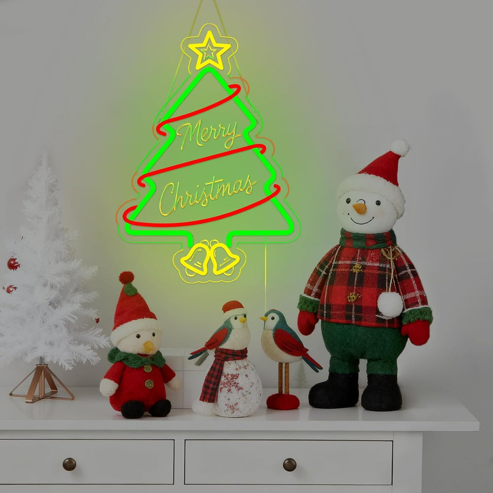 Christmas Tree Neon Signs, 16.9" x 12.1" Acrylic LED Neon Sign for ...