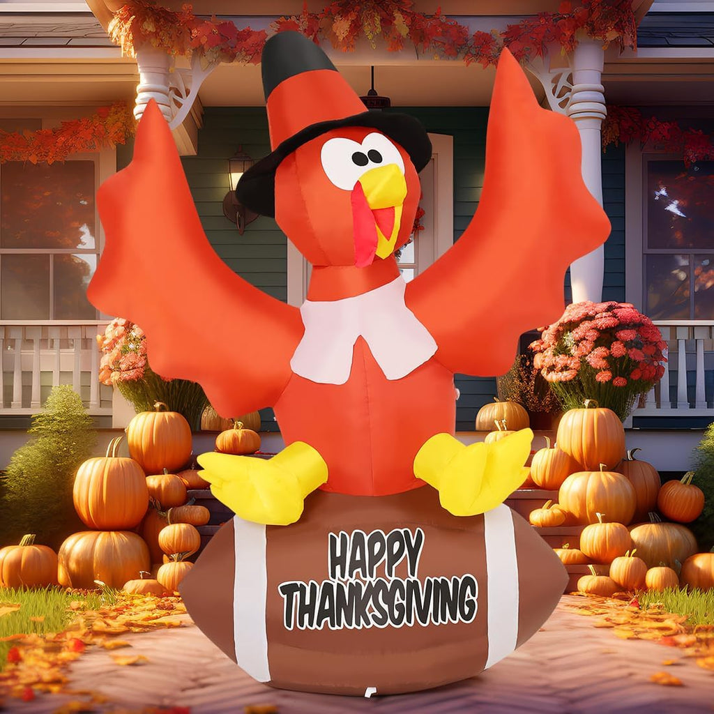 goosh 5 ft thanksgiving inflatables turkey outdoor decorations showing dimensions
