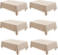 Fitable Faux Linen Tablecloths Rectangle 60 x 102 Inch - 6 Pack Neutral Table Clothes for 6 Foot Tables, Beige Faux Burlap Kitchen Table Covers for Dining, Party, Farmhouse, Banquet, Buffet